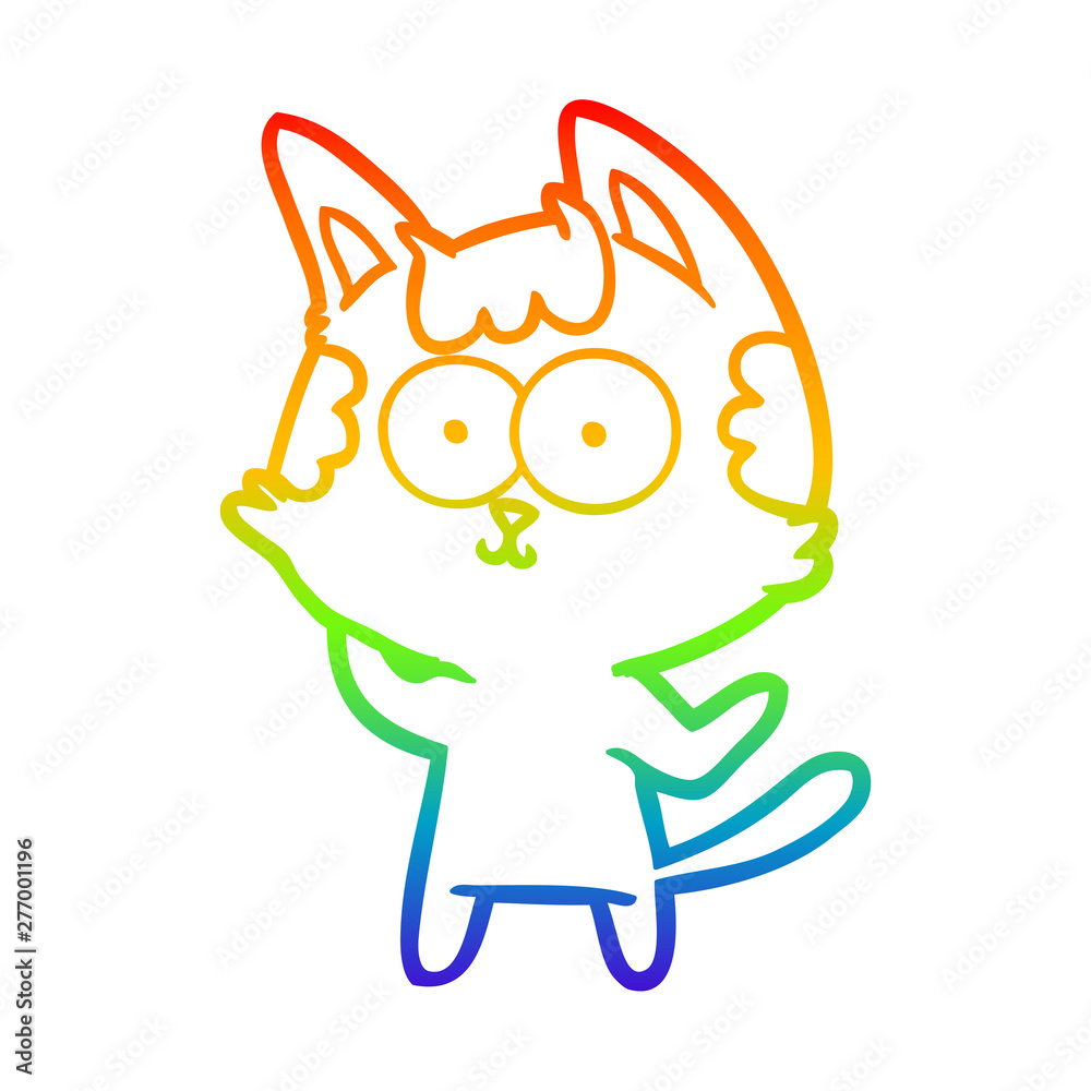 rainbow gradient line drawing happy cartoon cat rainbow gradient line drawing happy cartoon cat