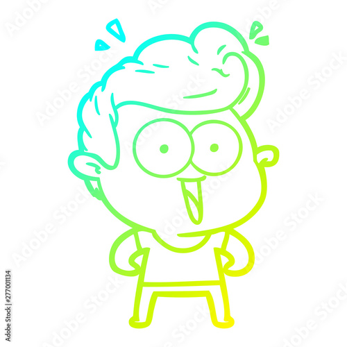 cold gradient line drawing cartoon excited man