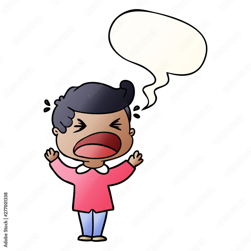 cartoon shouting man and speech bubble in smooth gradient style cartoon shouting man and speech bubble in smooth gradient style