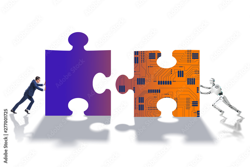 Robot and human cooperating in jigsaw puzzle Robot and human cooperating in jigsaw puzzle