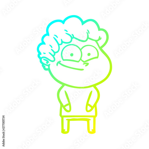 cold gradient line drawing cartoon happy man