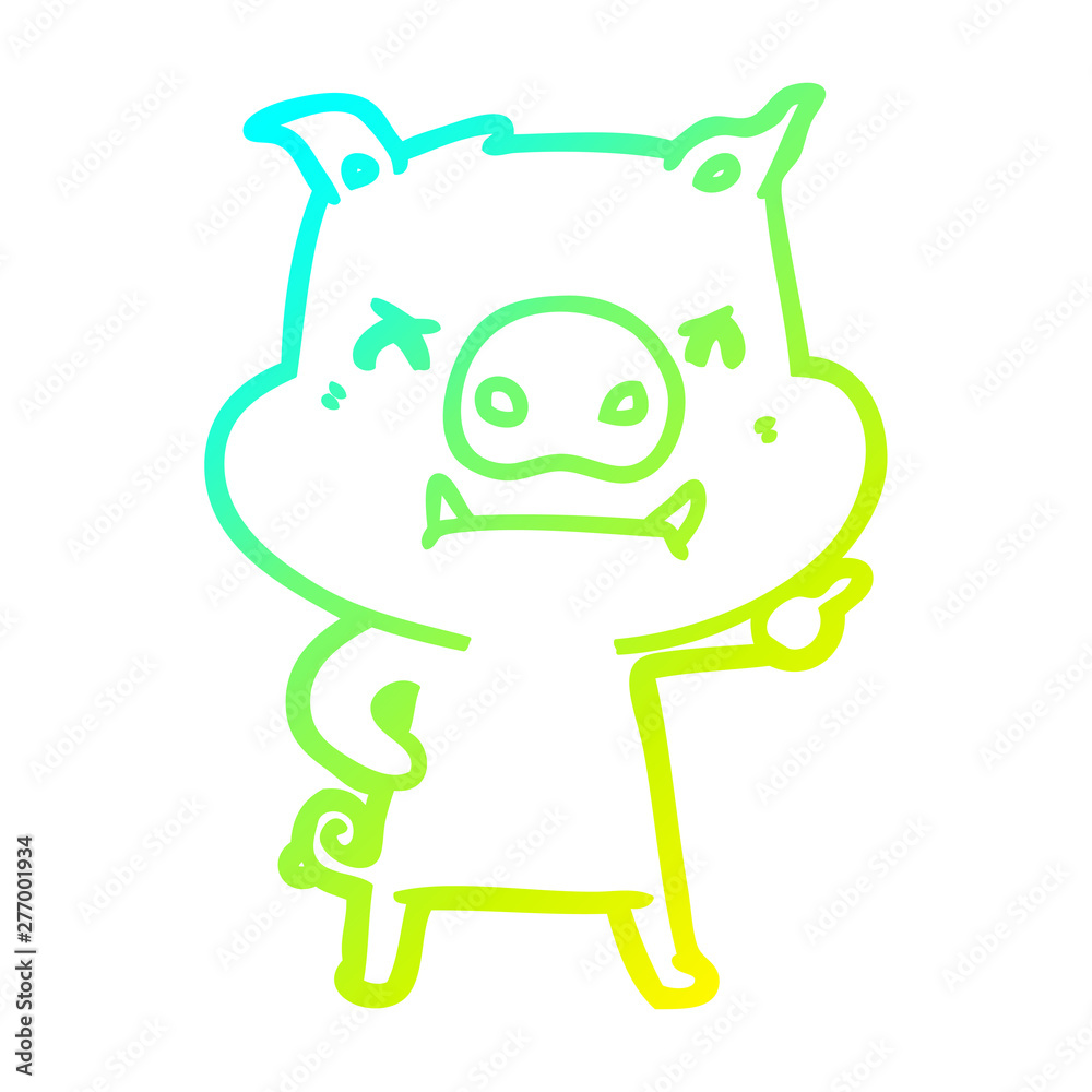 cold gradient line drawing angry cartoon pig cold gradient line drawing angry cartoon pig