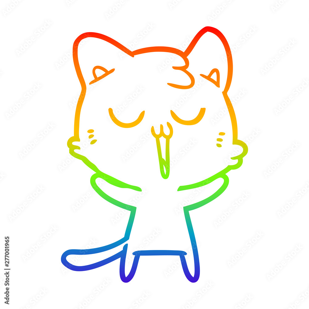 rainbow gradient line drawing cartoon cat singing rainbow gradient line drawing cartoon cat singing