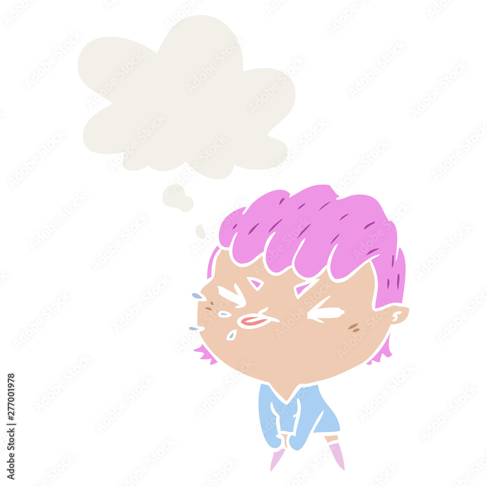 cartoon rude girl and thought bubble in retro style cartoon rude girl and thought bubble in retro style