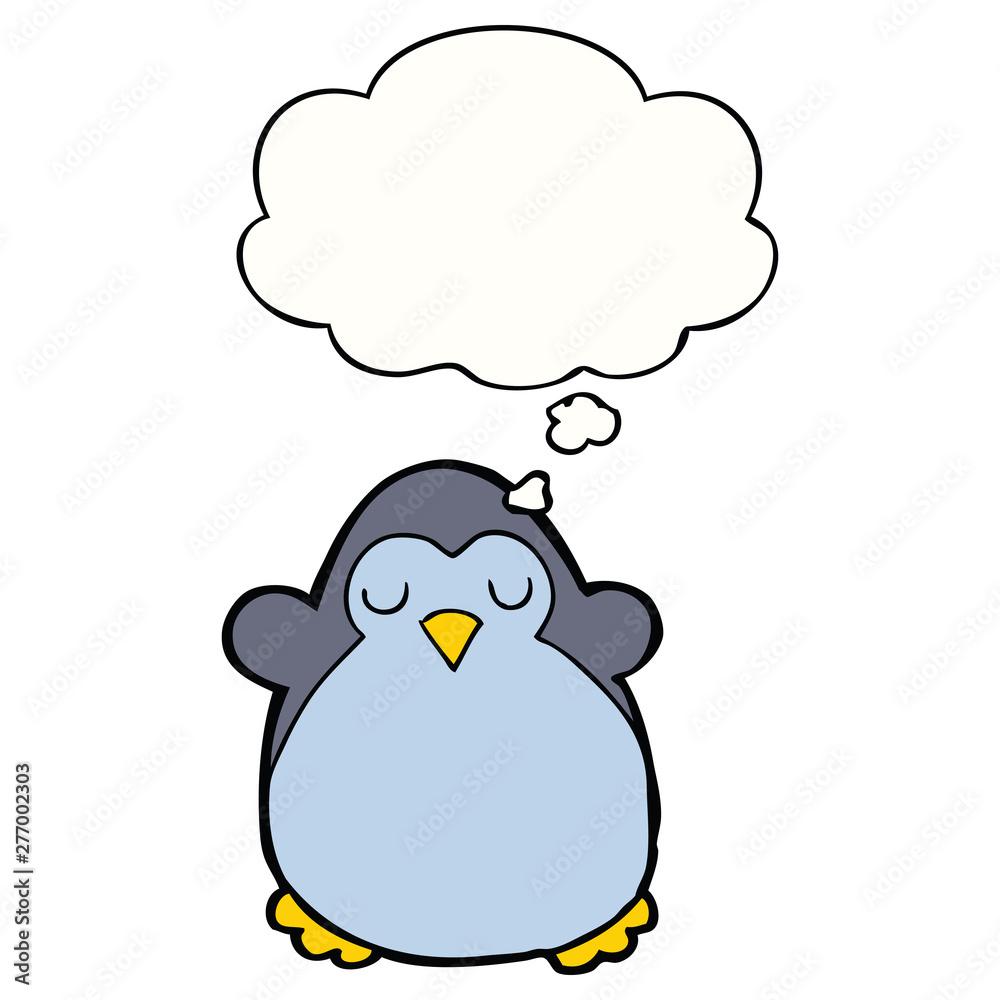 cartoon penguin and thought bubble cartoon penguin and thought bubble