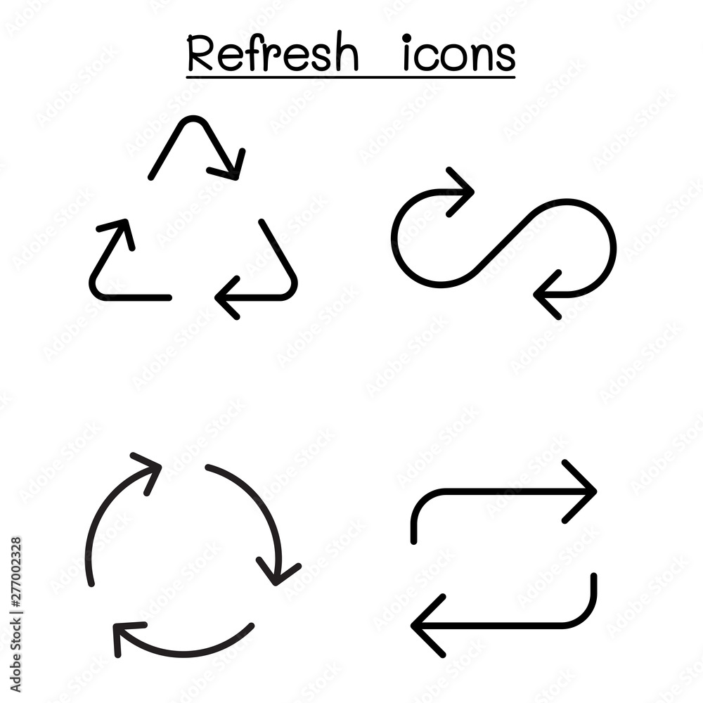Refresh icon set in thin line style