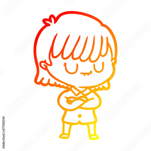 warm gradient line drawing cartoon woman