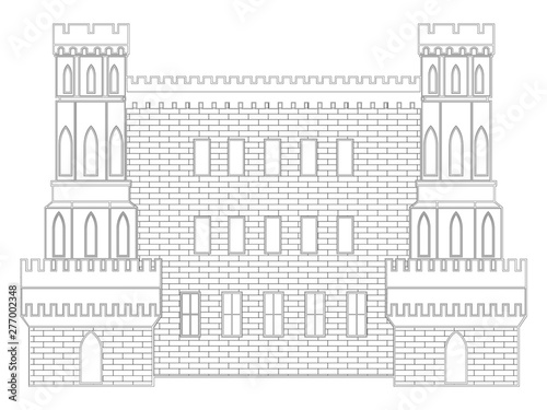 illustration of a fictional medieval fortress with towers