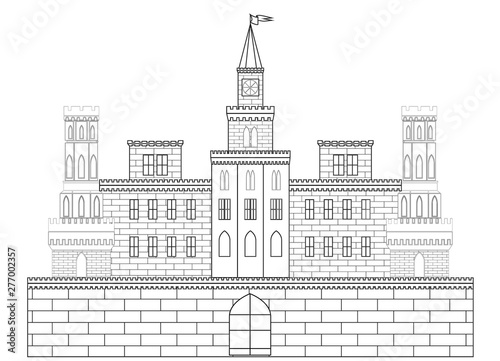 illustration of a fictional medieval fortress with towers