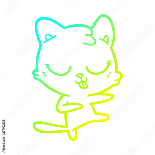 cold gradient line drawing cartoon cat hissing