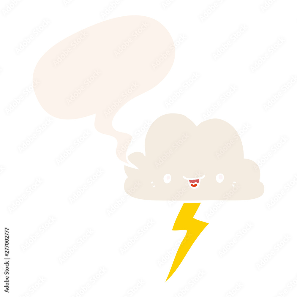 cartoon storm cloud and speech bubble in retro style cartoon storm cloud and speech bubble in retro style