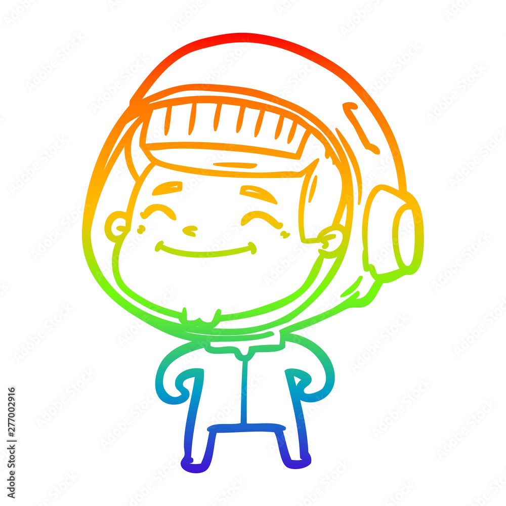rainbow gradient line drawing happy cartoon astronaut rainbow gradient line drawing happy cartoon astronaut