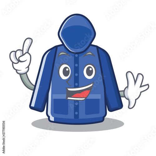 Finger raincoat behind in the character door
