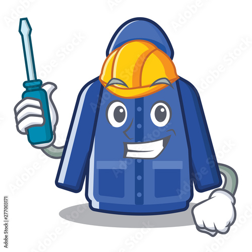 Automotive raincoat behind in the character door