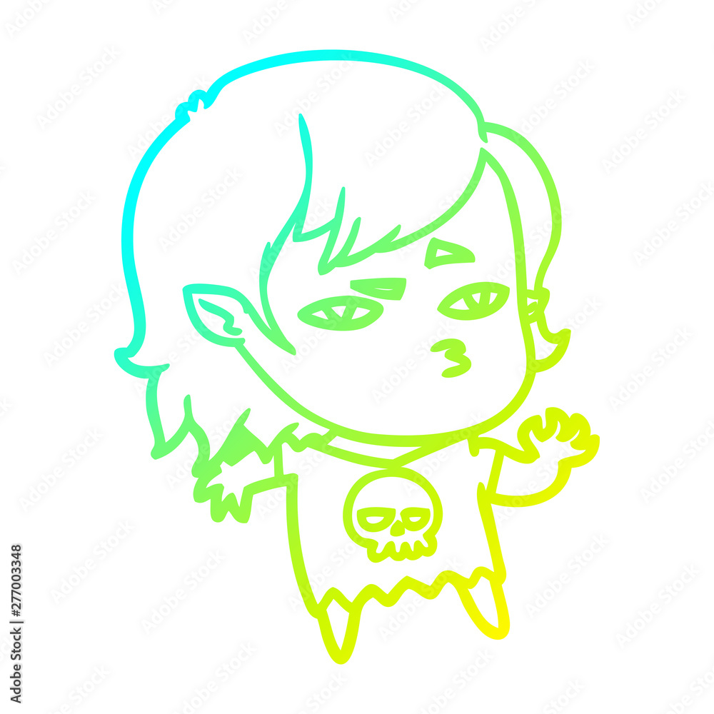 cold gradient line drawing cartoon vampire girl cold gradient line drawing cartoon vampire girl