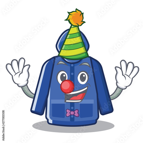 Clown raincoat behind in the character door