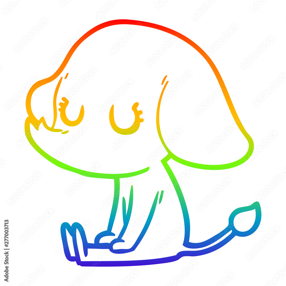 rainbow gradient line drawing cute cartoon elephant rainbow gradient line drawing cute cartoon elephant