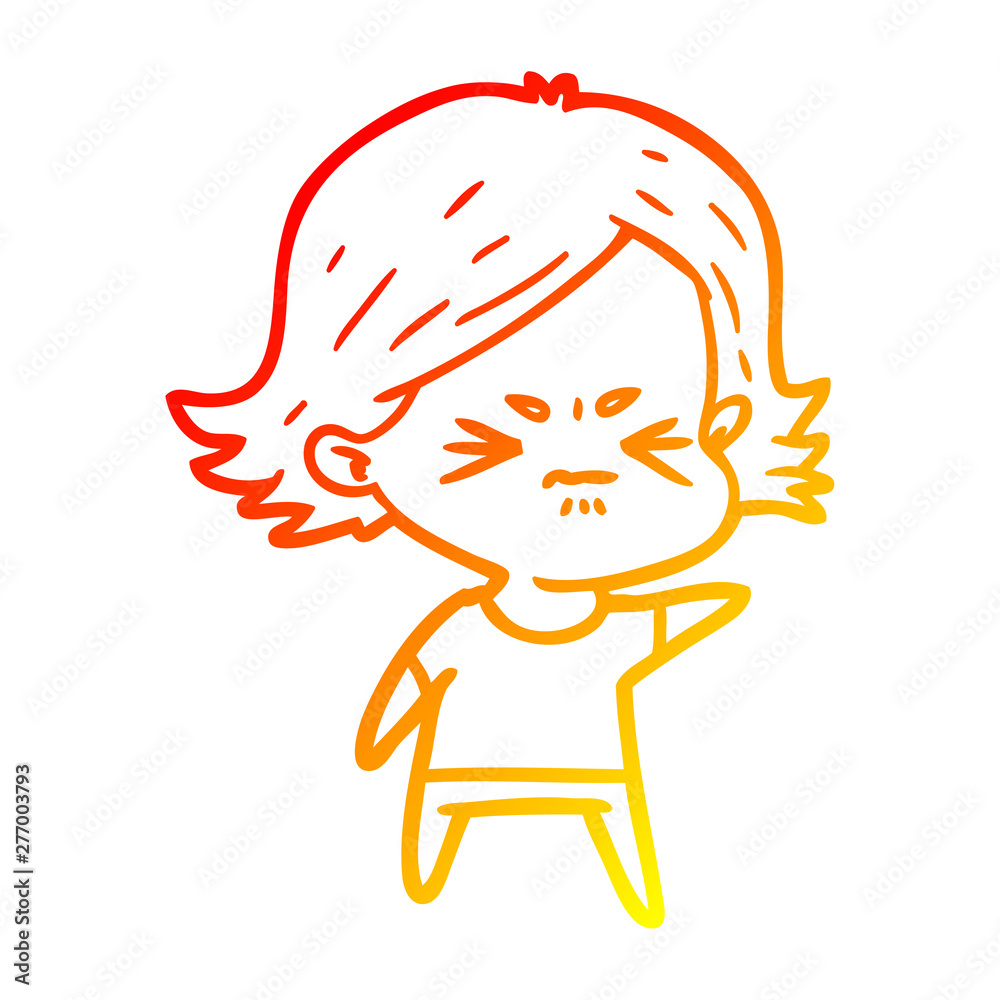 warm gradient line drawing cartoon angry girl warm gradient line drawing cartoon angry girl