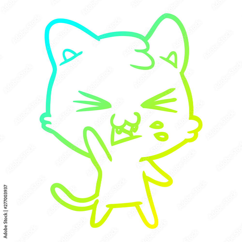 cold gradient line drawing cartoon cat hissing cold gradient line drawing cartoon cat hissing