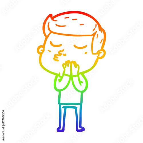 rainbow gradient line drawing cartoon model guy pouting