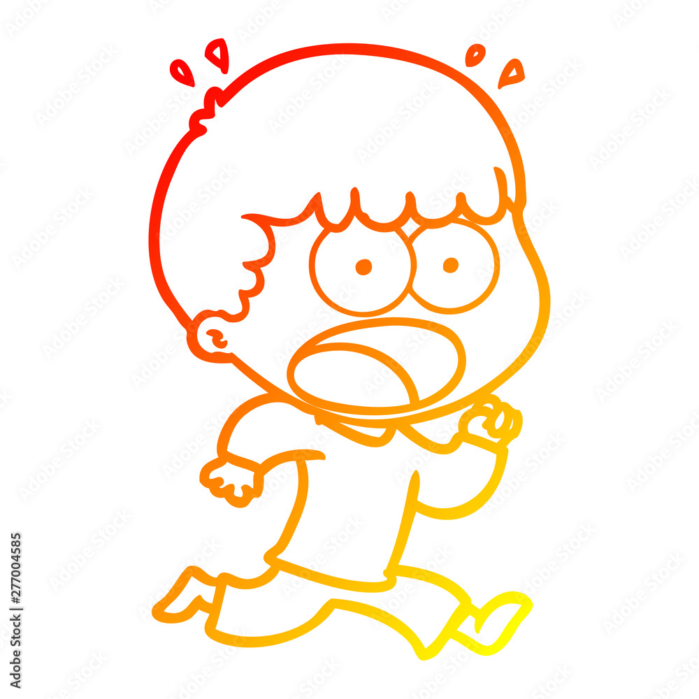 warm gradient line drawing cartoon shocked man running away warm gradient line drawing cartoon shocked man running away