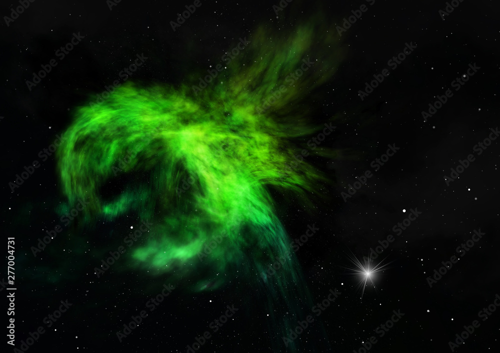 Star field in space and a nebulae. 3D rendering Star field in space and a nebulae. 3D rendering