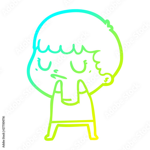 cold gradient line drawing cartoon grumpy boy