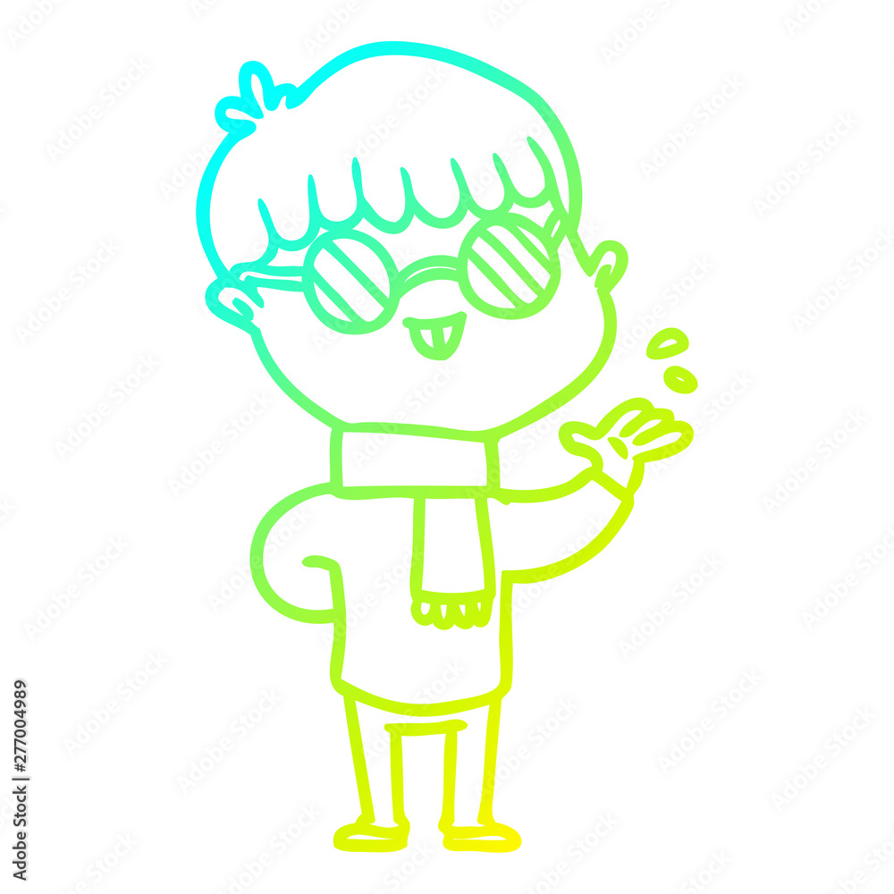 cold gradient line drawing cartoon boy wearing spectacles cold gradient line drawing cartoon boy wearing spectacles