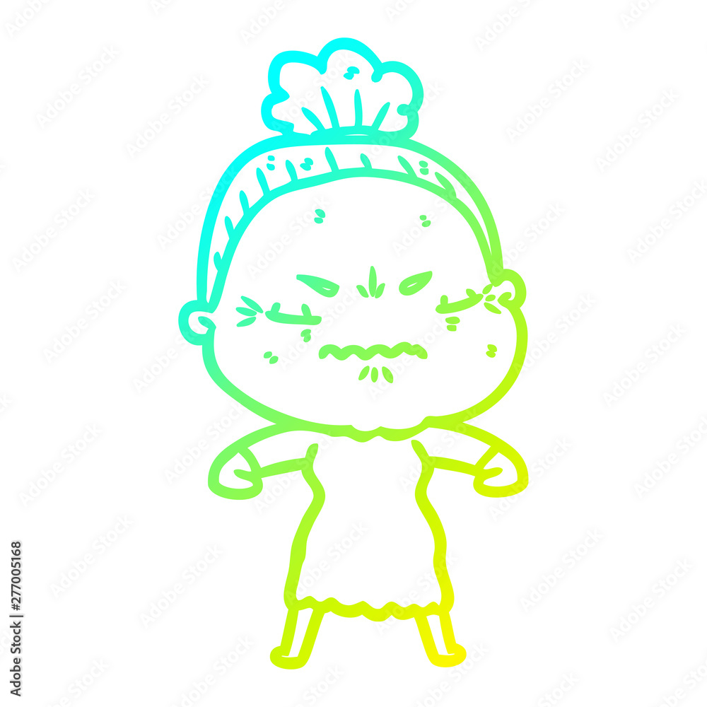 cold gradient line drawing cartoon annoyed old lady cold gradient line drawing cartoon annoyed old lady