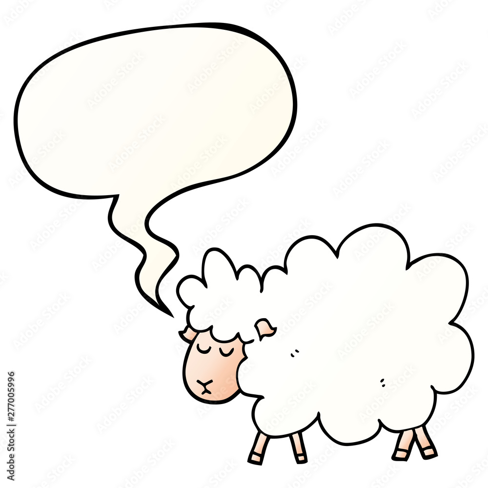 cartoon sheep and speech bubble in smooth gradient style cartoon sheep and speech bubble in smooth gradient style