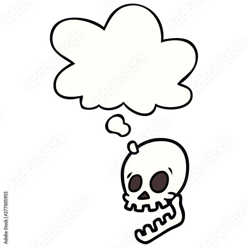 laughing skull cartoon and thought bubble