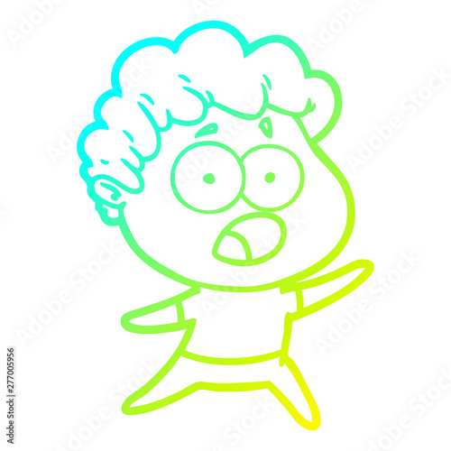 cold gradient line drawing cartoon man gasping in surprise