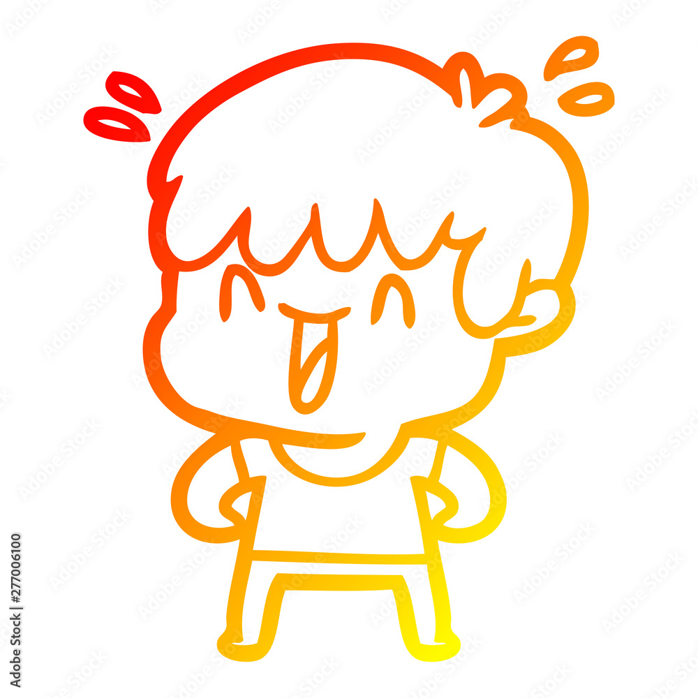 warm gradient line drawing cartoon laughing boy warm gradient line drawing cartoon laughing boy
