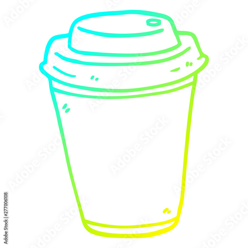 cold gradient line drawing cartoon takeout coffee cup
