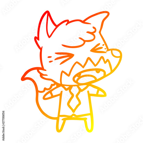 warm gradient line drawing angry cartoon fox boss