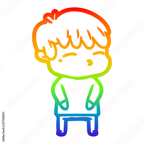 rainbow gradient line drawing cartoon curious boy