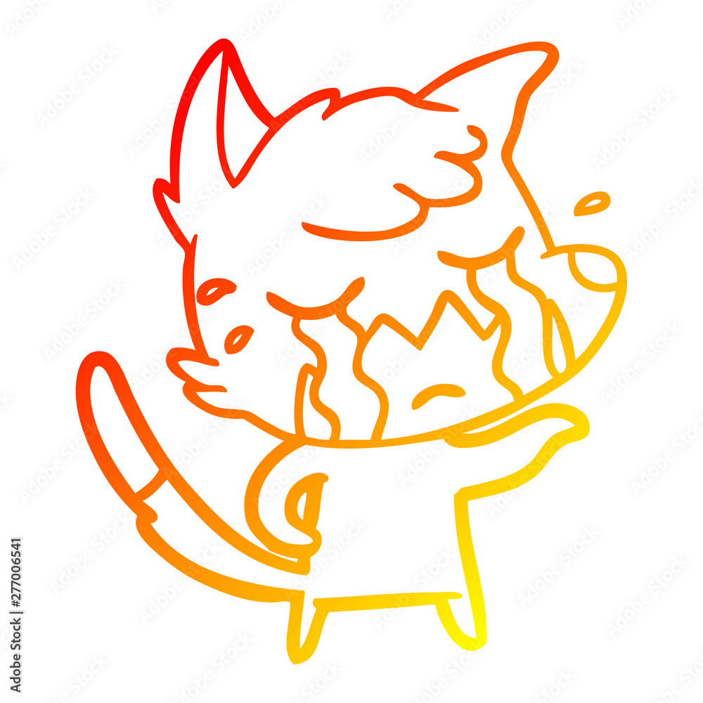 warm gradient line drawing crying fox cartoon warm gradient line drawing crying fox cartoon