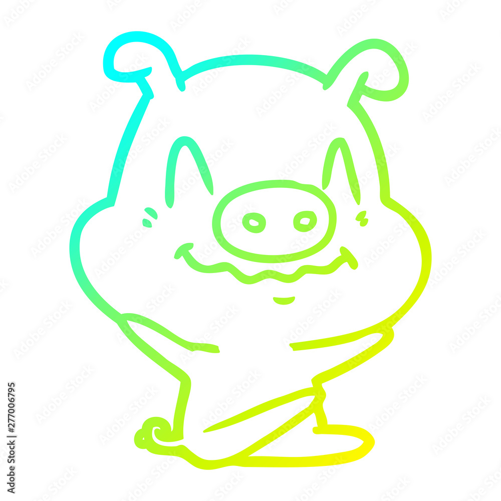 cold gradient line drawing nervous cartoon pig sitting cold gradient line drawing nervous cartoon pig sitting