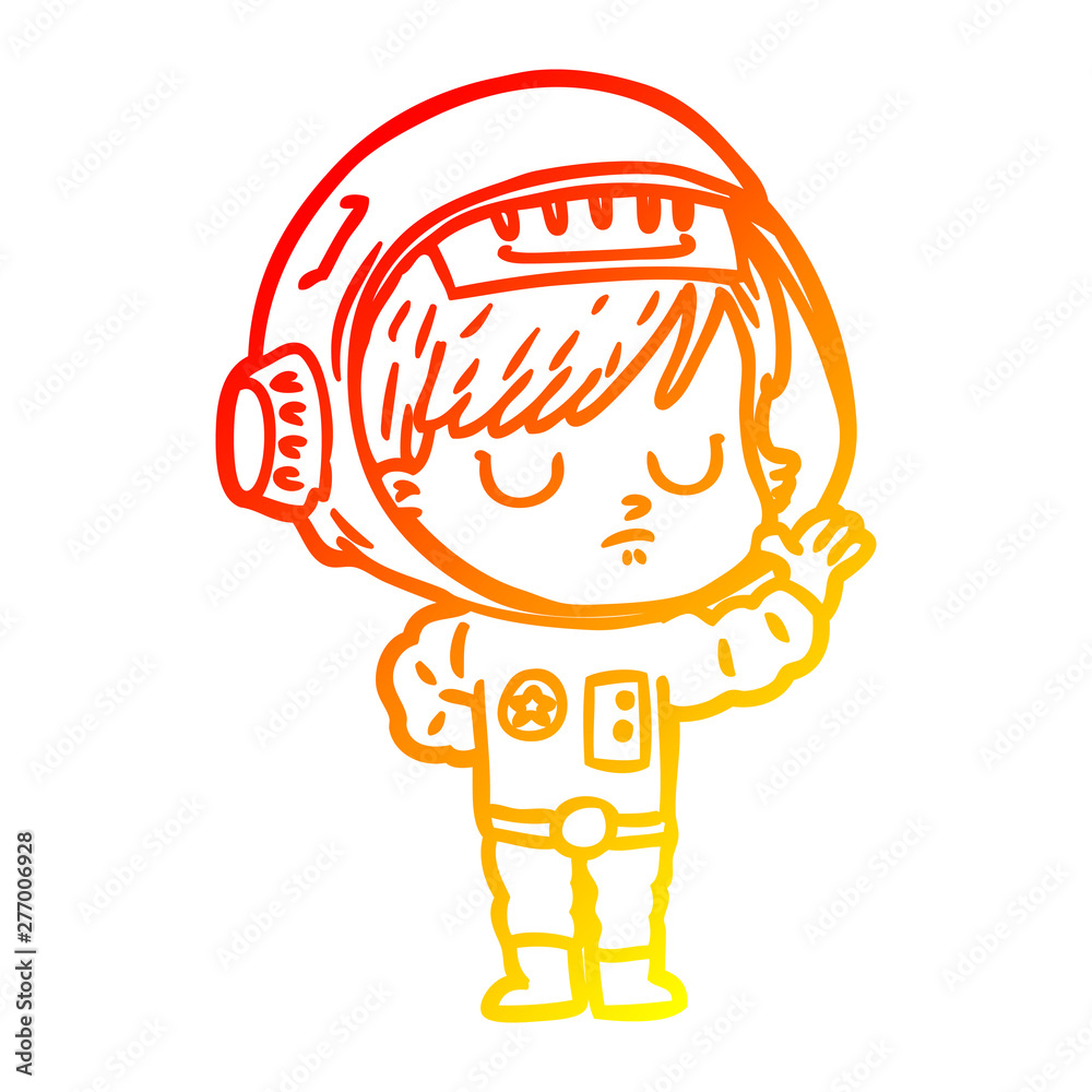 warm gradient line drawing cartoon astronaut woman