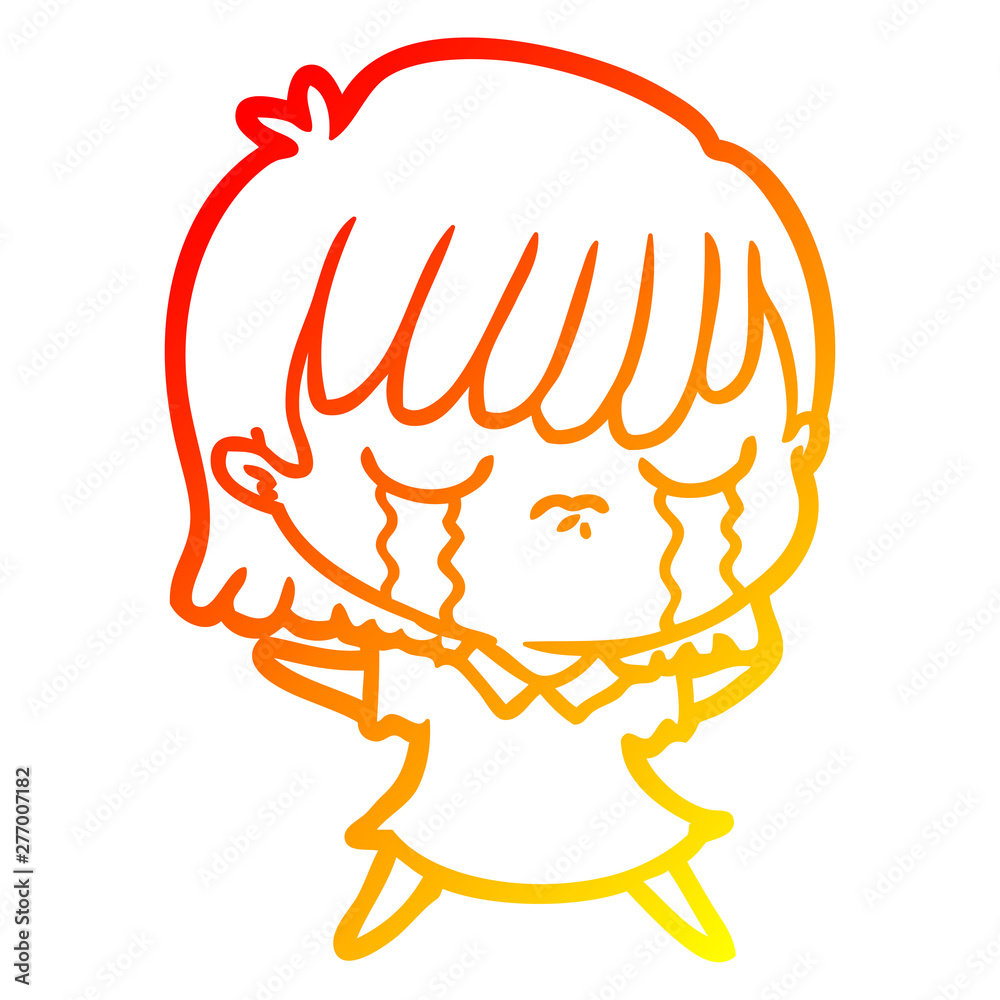 warm gradient line drawing cartoon woman crying warm gradient line drawing cartoon woman crying