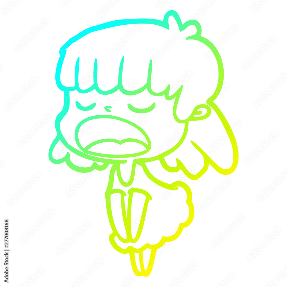 cold gradient line drawing cartoon woman talking loudly cold gradient line drawing cartoon woman talking loudly