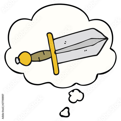 cartoon dagger and thought bubble