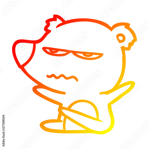 warm gradient line drawing angry bear cartoon