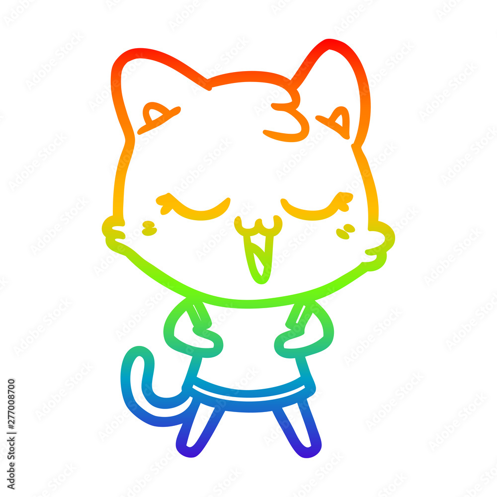 rainbow gradient line drawing happy cartoon cat rainbow gradient line drawing happy cartoon cat