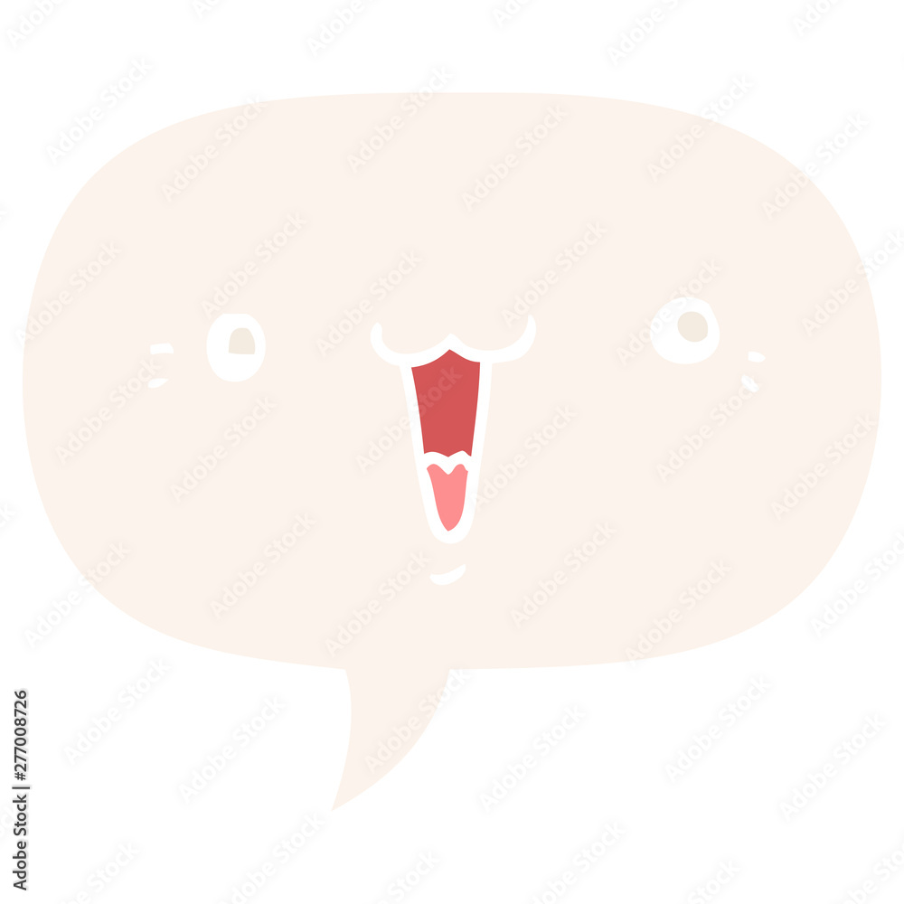 cute cartoon face and speech bubble in retro style cute cartoon face and speech bubble in retro style