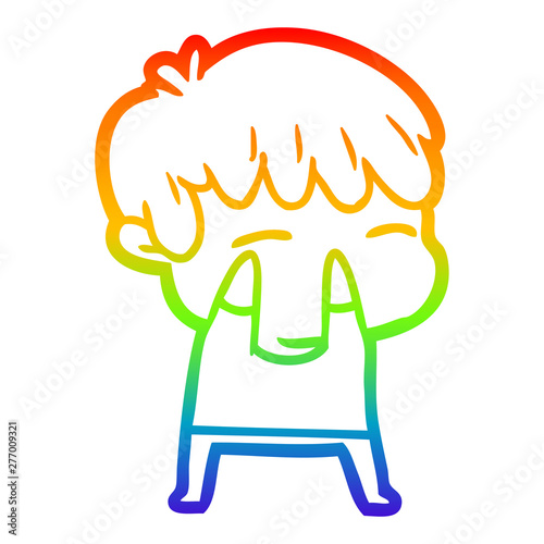 rainbow gradient line drawing cartoon curious boy