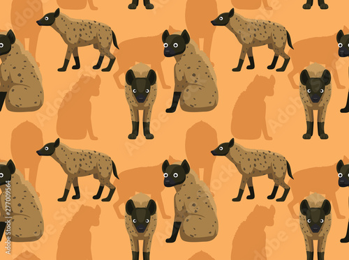 Cute Hyena Cartoon Background Seamless Wallpaper