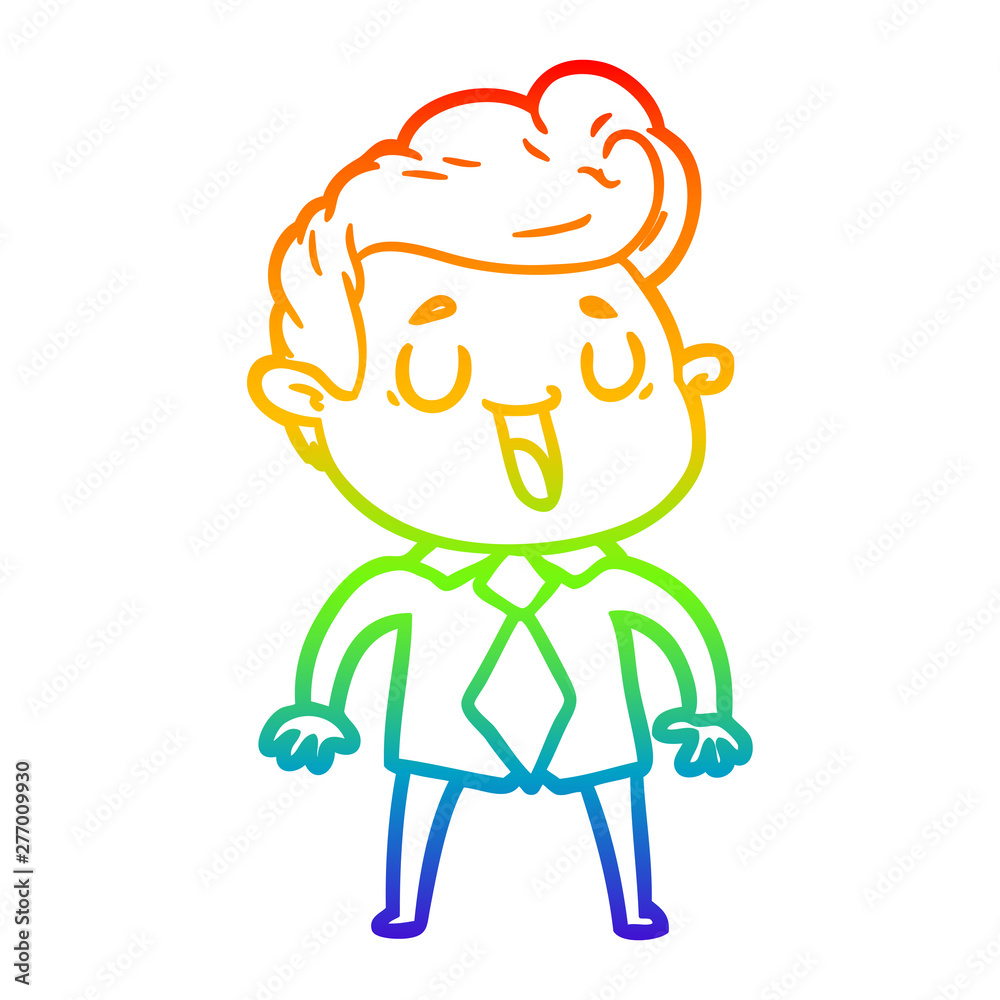 rainbow gradient line drawing happy cartoon man rainbow gradient line drawing happy cartoon man