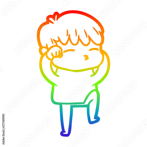 rainbow gradient line drawing cartoon curious boy