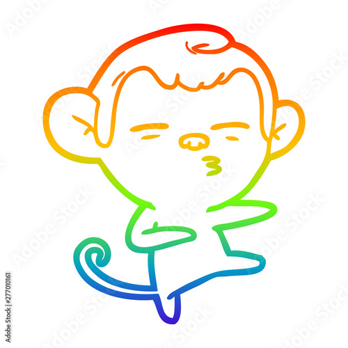 rainbow gradient line drawing cartoon suspicious monkey